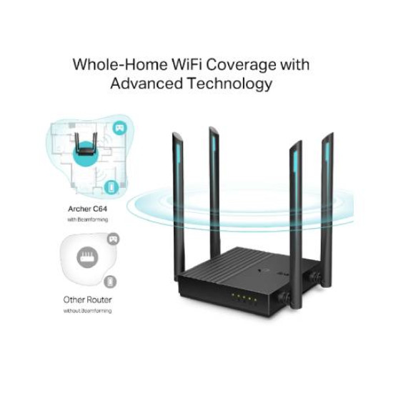 TP-Link Archer C64 AC1200 1200mbps Dual-Band Wireless MU-MIMO Gigabit WiFi Router